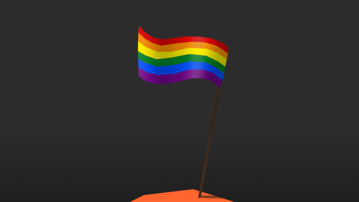 An illustration of a rainbow pride flag.