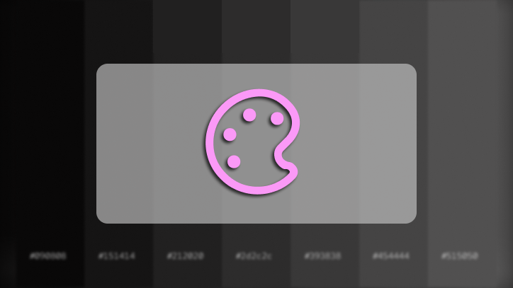 The logo of the Palettey bot, a pink color palette icon, on a grey image.